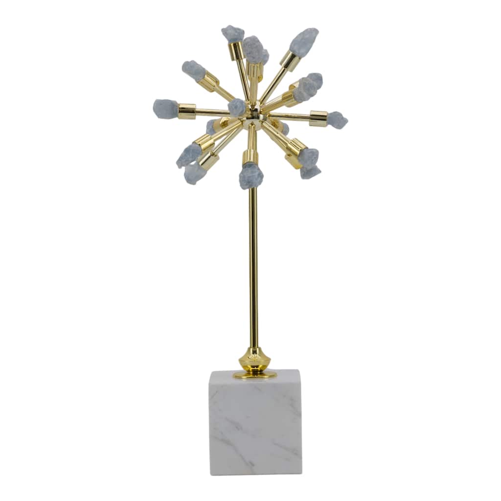 Abstract Metal and Stone Starburst Decorative Object Sculptural Design
