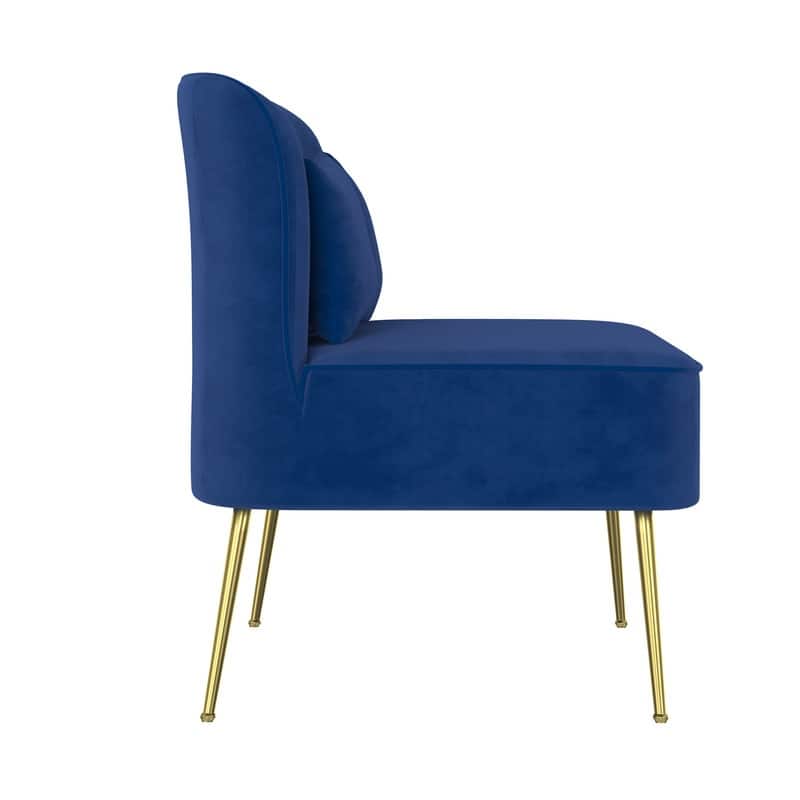 Velvet Upholstered Metal Legs Loveseat
