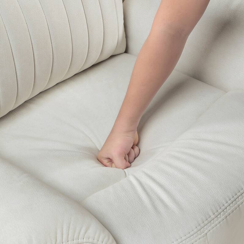 Lenore 39.5" Microfiber Manual Double Reclining Sofa - Tab Pull Motion