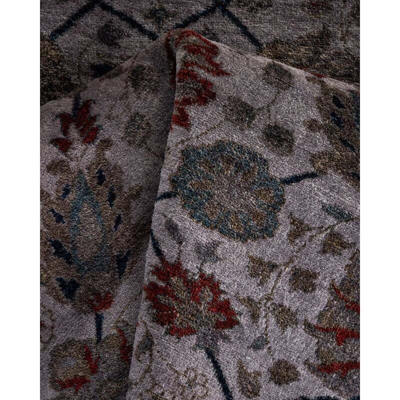 Overton Hand Knotted Wool Vintage Inspired Modern Contemporary Overdyed Gray Area Rug - 3' 4" x 5' 0"