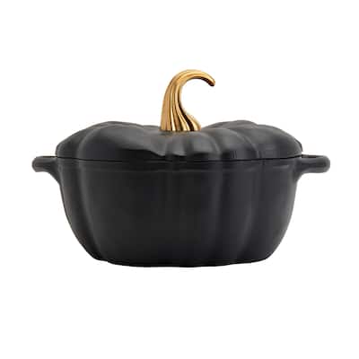 4Qt Enamel Cast Iron Dutch Oven - Black Pumpkin