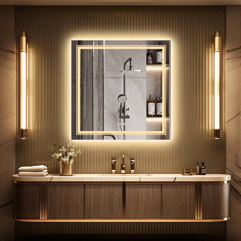 Extra Large Illuminated LED Square Bathroom Mirror Backlit and Front Light - 36 in.W x 36 in.H