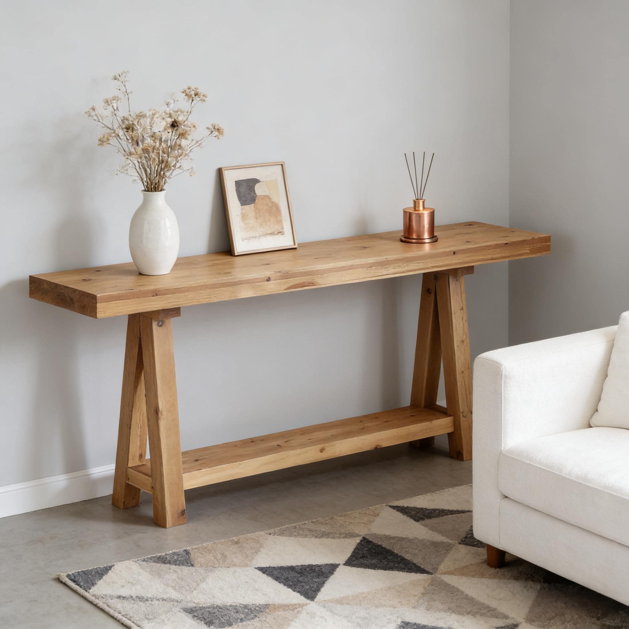 Natural Style Coffee Table Wood Entryway Table Stylish Console Table