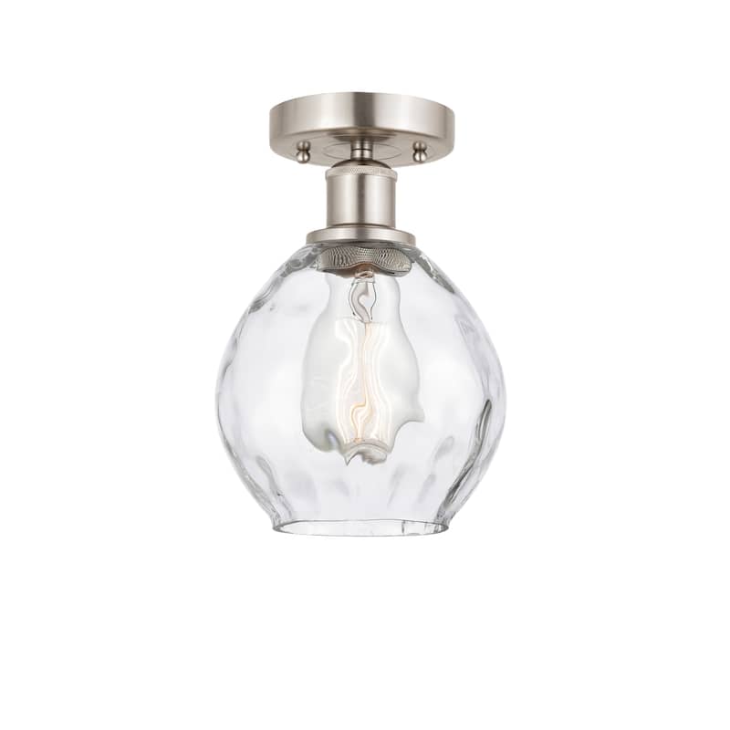 Innovations Lighting Waverly - 1 Light 6" Semi-Flush Mount - Clear/Brushed Satin Nickel