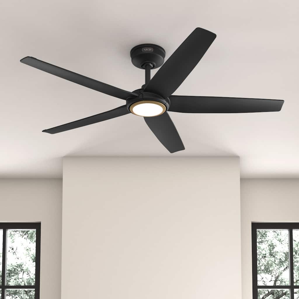 Hunter ZenTech Indoor / Outdoor 5-Blade Smart Ceiling Fan w/ LED Light and Handheld Remote.