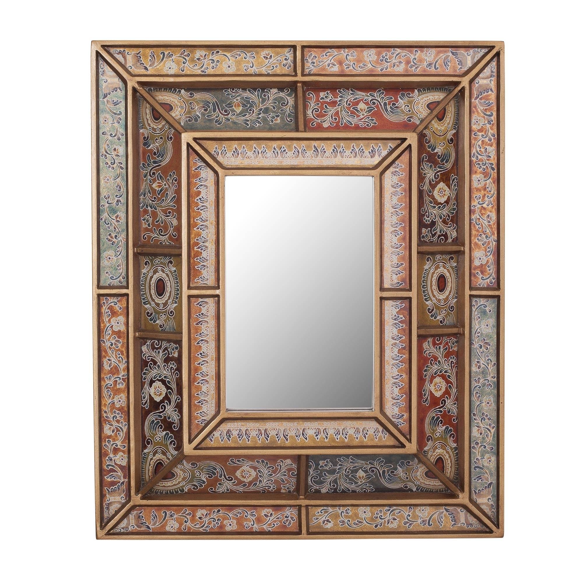 Handmade Colonial Charm glass wall mirror (Peru)