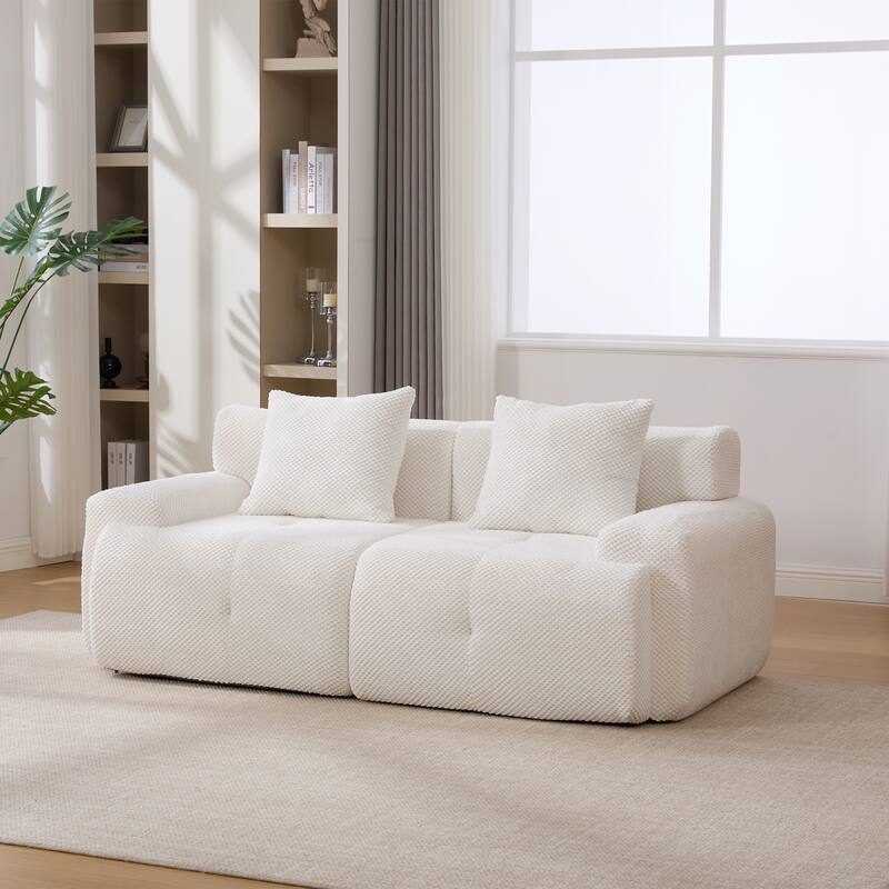 73.2"W Modern Upholstered Loveseat Sofa with 2 Pillows,Fluffy Compressed Sofa, No assembly required