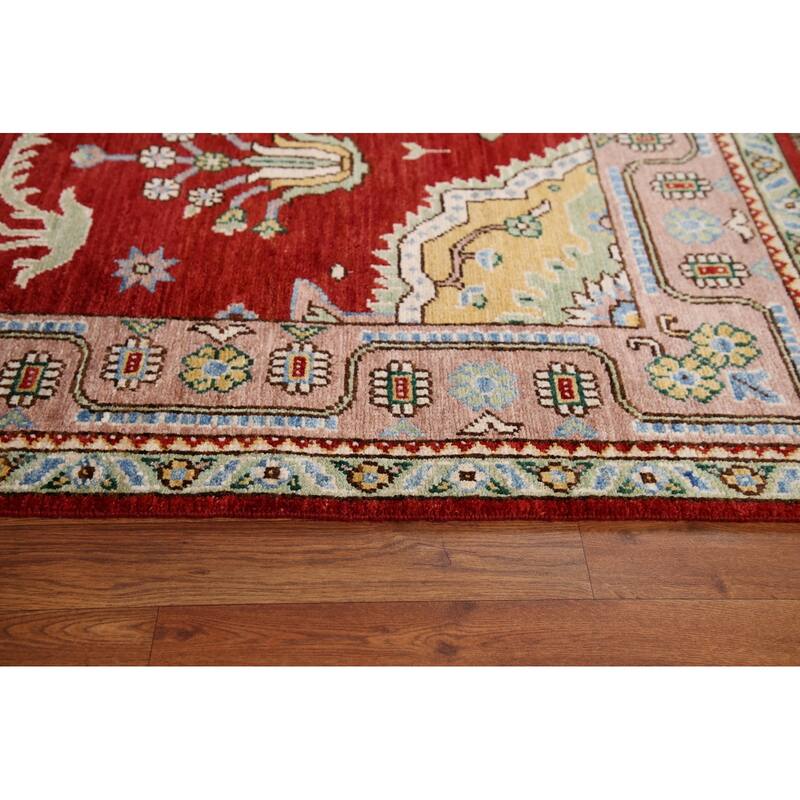 Geometric Turkish Oushak Area Rug Handmade Wool Carpet - 6'5"x 8'0"