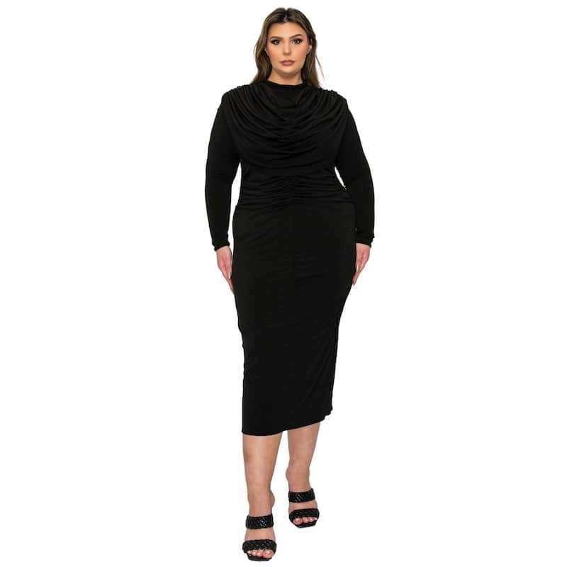 L I V D Women's Plus Size Aurora Ruffled Bodycon Dress - Black - 3X