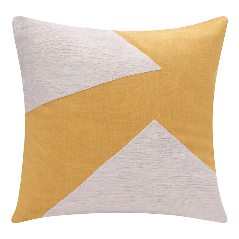 HomeRoots 20" X 20" Yellow And Ivory 100% Cotton Abstract Zippered Pillow