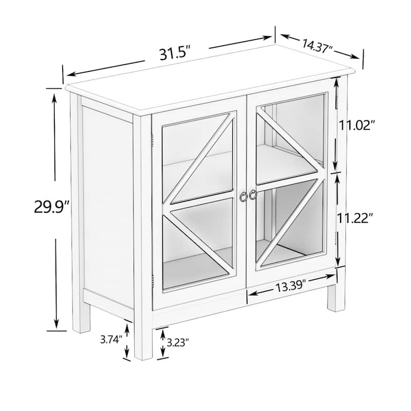 Modern Storage Cabinet with Two Glass Doors and Shelf for Dinning Room, Living Room