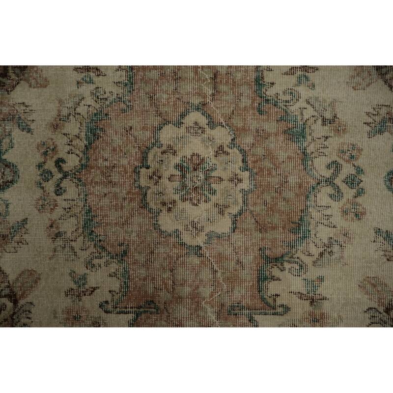 Hand Knotted Oriental 100% Wool Carpet Transitional Floral Beige & Ivories Anatolian Area Rug - 9' 5'' X 5' 8''