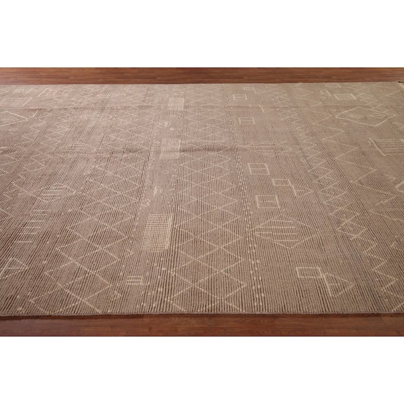 Earth Tone Moroccan Large Oriental Area Rug Handmade Wool Carpet - 9'11"x 15'2"
