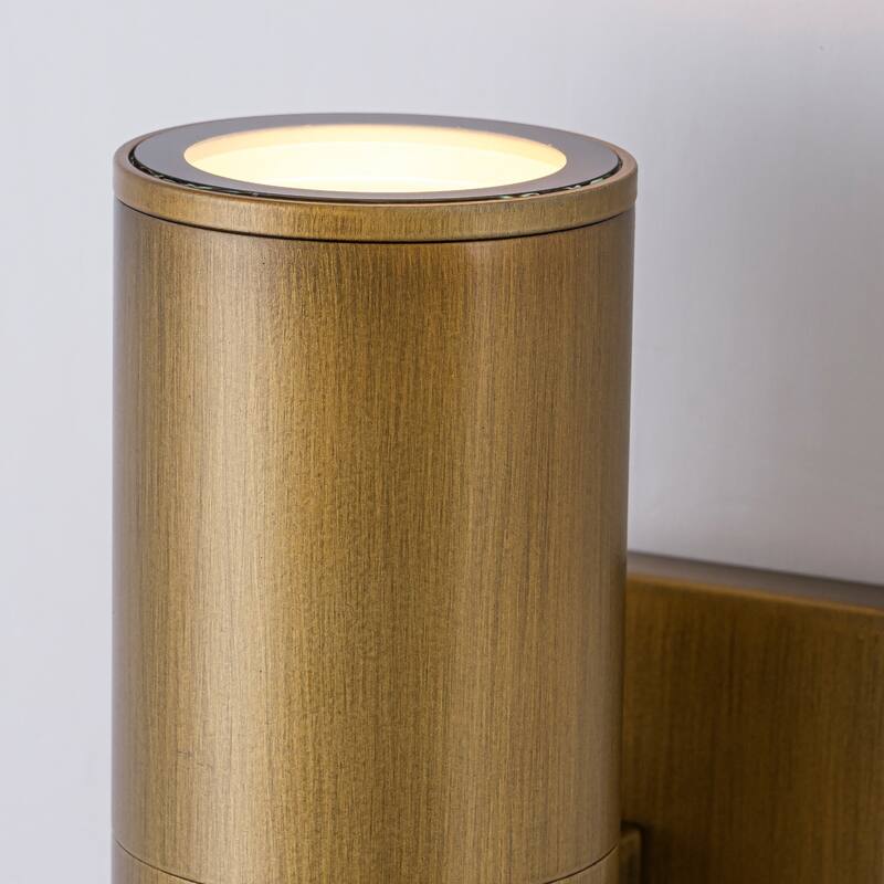 4.5" Modern Black/Gold Cylinder Integrated LED 3000K Up and Down Waterproof Outdoor Wall Armed Sconce