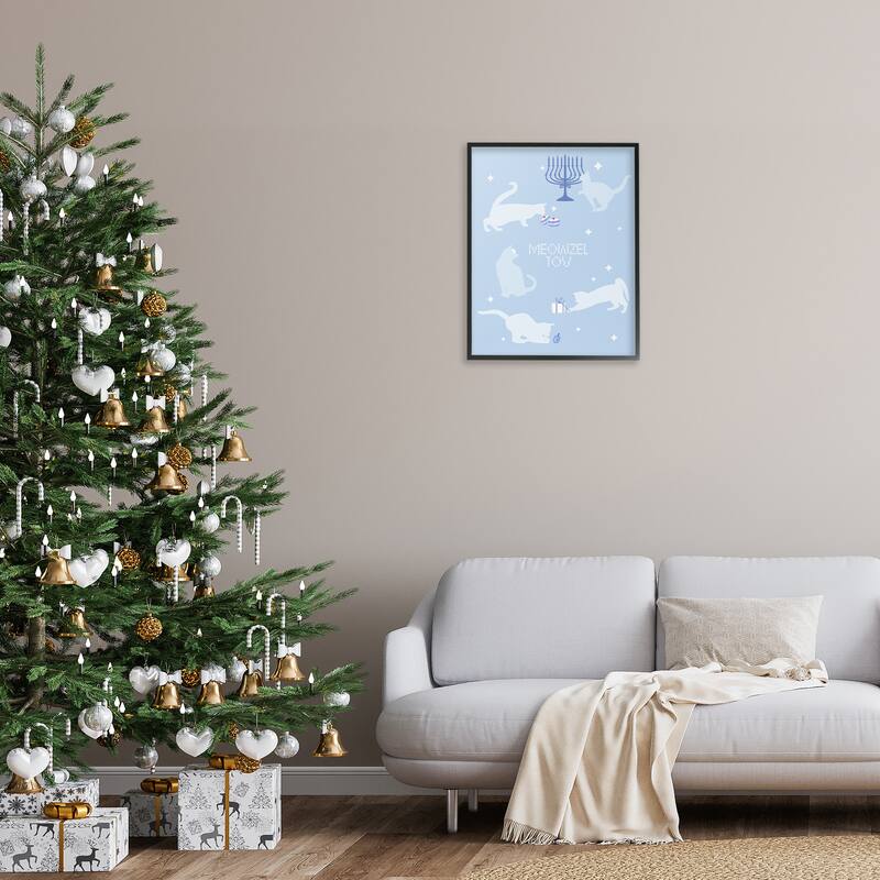 Stupell Meowzel Tov Seasonal Cats Framed Giclee Art Design By Lil' Rue
