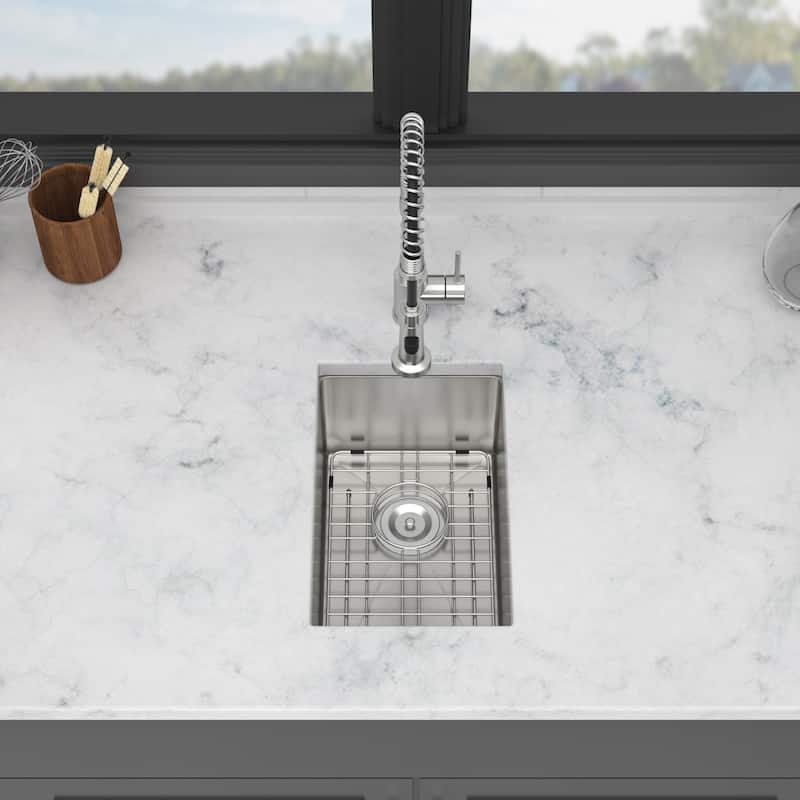 10 Inch Undermount Sink 10"x18"x8" Stainless Steel Kitchen Sink 16 Gauge 8 Inch Deep Single Bowl Kitchen Sink Basin - Brushed Nickel