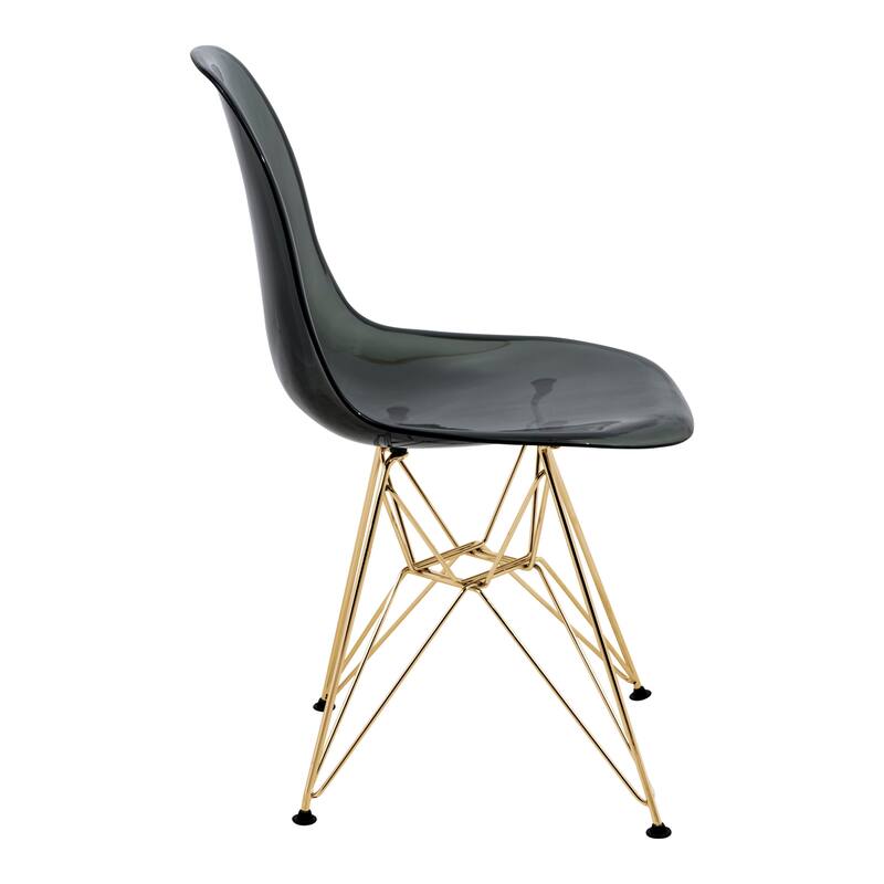 Cresco Plastic Dining Side Chair with Eiffel Base in Gold Set of 2 by LeisureMod
