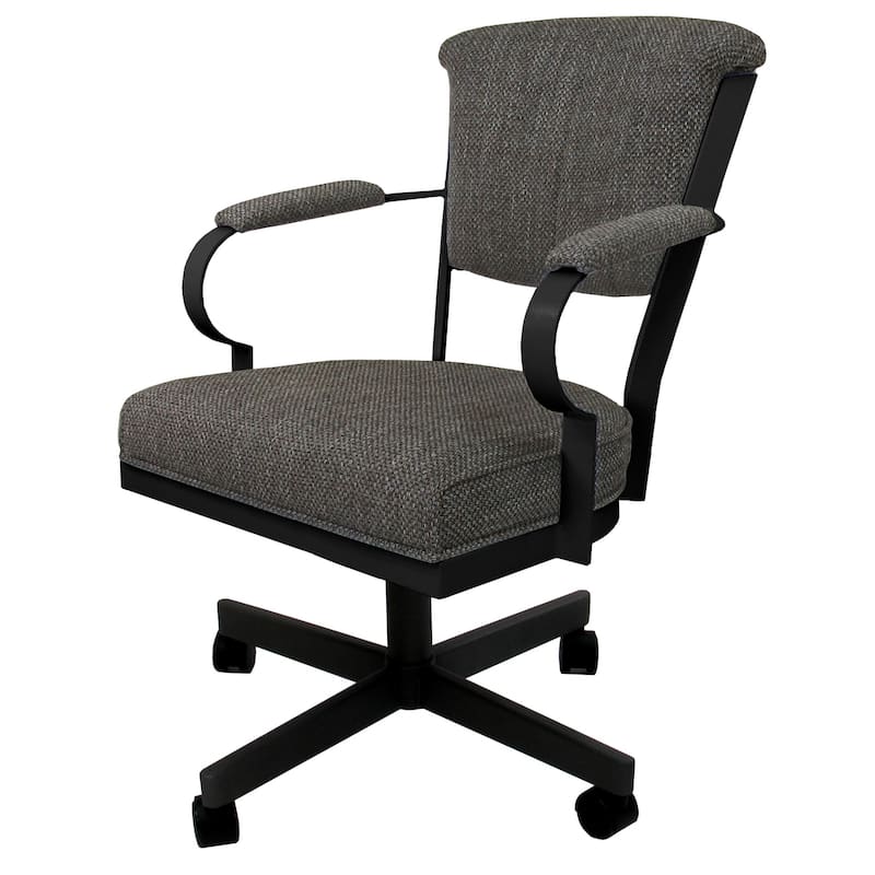 Miami Swivel Metal Caster Chair on Reading Base - 18" High Seat - Plumley Cocoa - Black