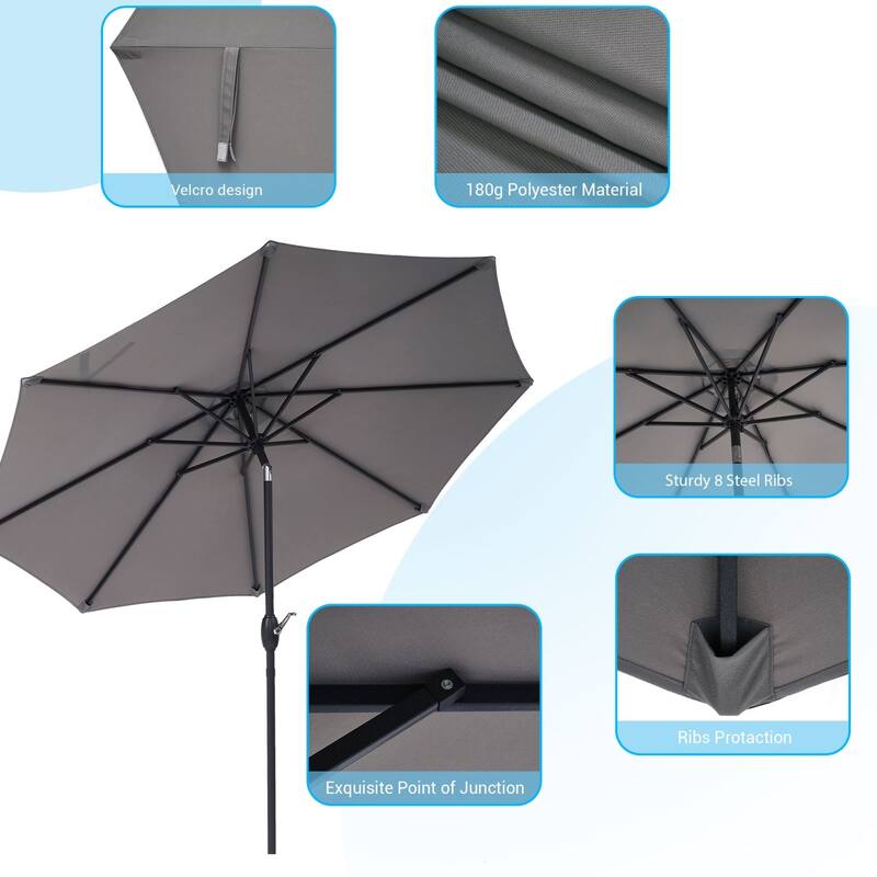 Bonosuki 9ft Patio Umbrella Market Table Umbrella with Tilt and Crank