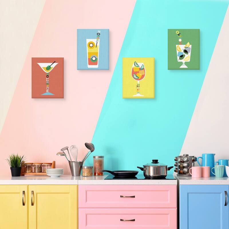 Stylish Cocktail by Sophie Ledesma Set of 4 by Sophie Ledesma Canvas Art Prints