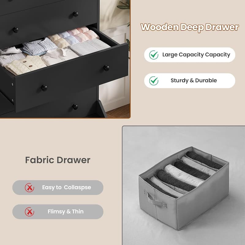 Tall 6 Drawer Dresser Dresser for Bedroom Vertical Dressers Chest of Drawers