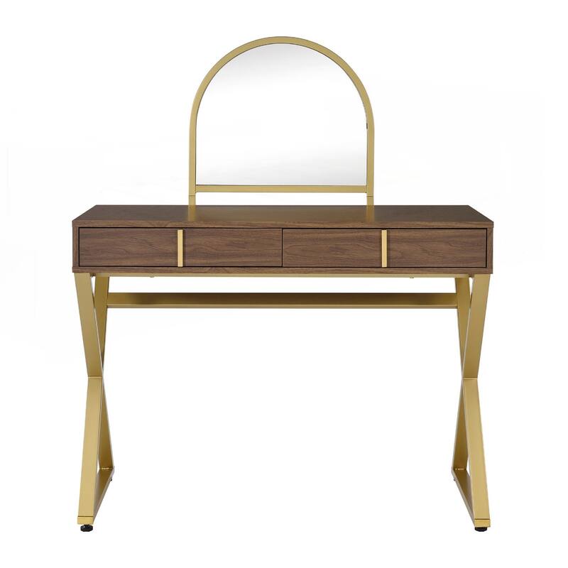 2 Drawers Vanity Desk with Mirror and Jewelry Tray