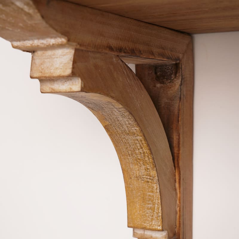 Natural Distressed Antique Wood Corbel Shelf Brackets (Set of 2)