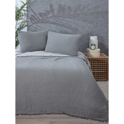 Muslin Blanket 4 Layers, Soft Bedspread, Turkish Cotton Muslin Bed Cover, Reversible Coverlet