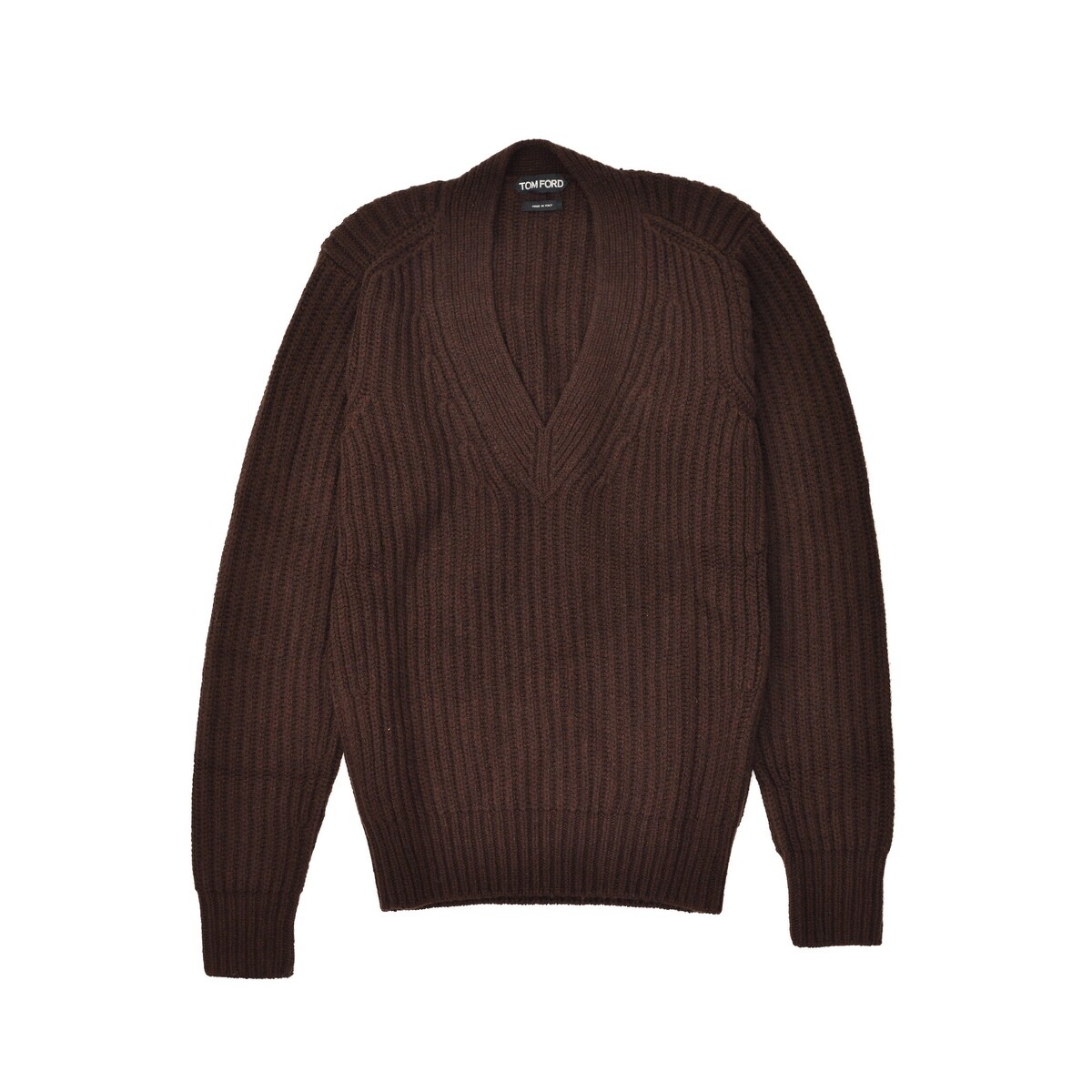 Shop Tom Ford Mens Cashmere Wool Brown V Neck Knit Sweater - M - Free ...