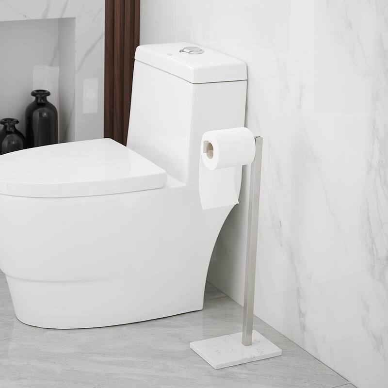Freestanding Toilet Paper Holder with Natural Marble Base