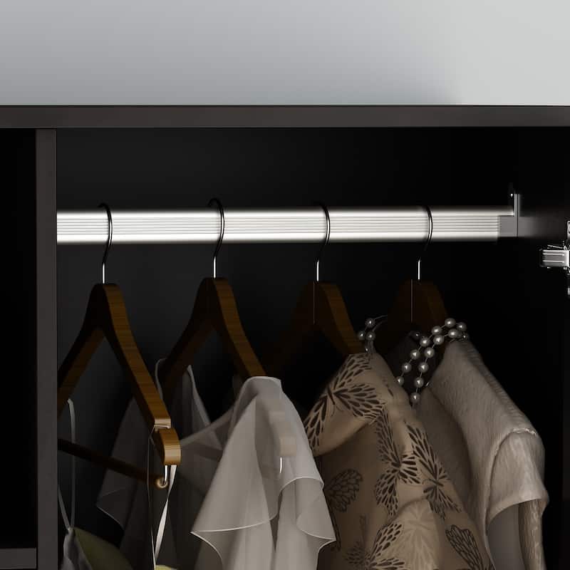 Kerrogee Bedroom Armoires Wardrobe with Mirror Drawers and Doors