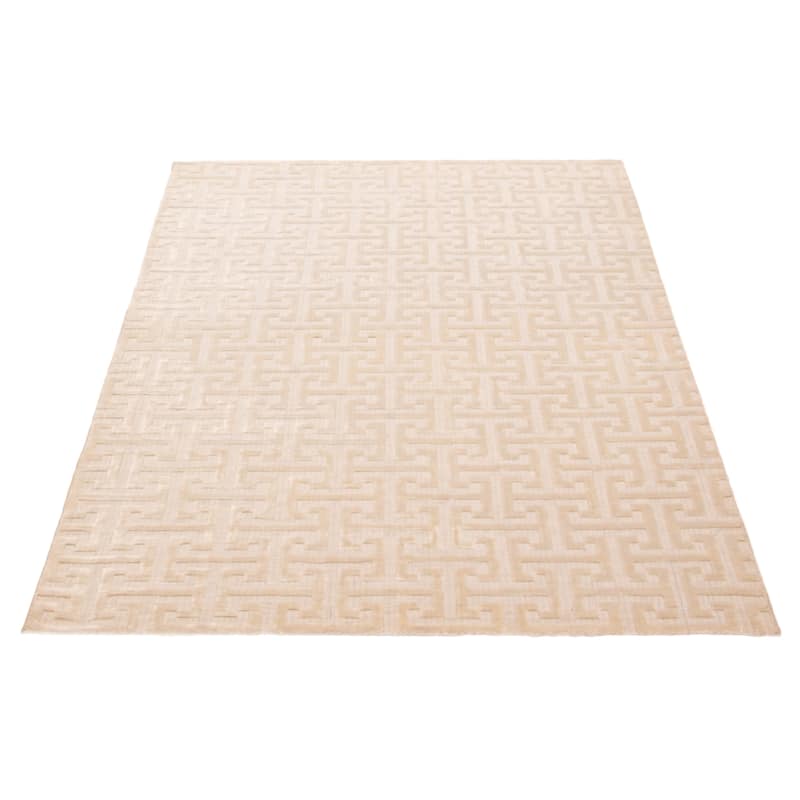 ECARPETGALLERY Hand Loomed Kashkuli Gabbeh White Viscose Rug - 5'6 x 7'10