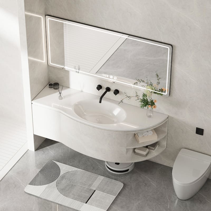 Modland Wall Mounted 3-Hole Bathroom Sink Faucet Widespread with 2 Handles