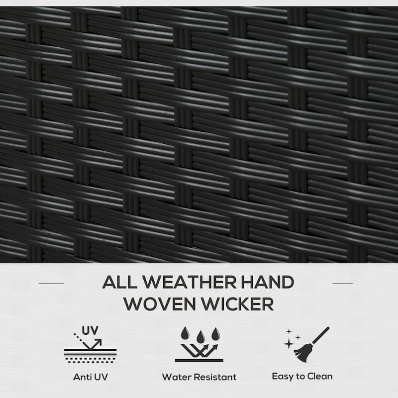 Outsunny Outdoor Deck Box & Shoe Storage, PE Rattan Wicker Towel Rack with Liner for Indoor, Outdoor