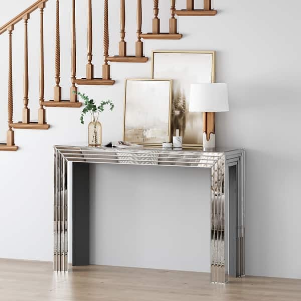 slide 2 of 11, Modern Console Sofa Table for Entryway Silver