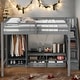 preview thumbnail 16 of 26, 2 Color Full Size Loft Bed Frame with Wardrobe, Safe Low Storage Table and Storage Staircase