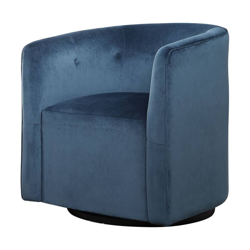 Uttermost Mallorie 28" Wide Mid-Century Modern Velvet Wood Frame - Ink Blue