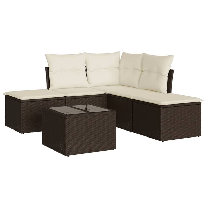 vidaXL Garden Sofa Set Brown - 24.4 x 24.4 x 27.2