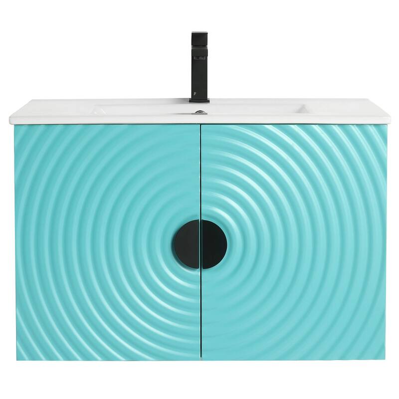 Pellabay Modern Bathroom Vanity with Fluted Circular Doors - Sink Included