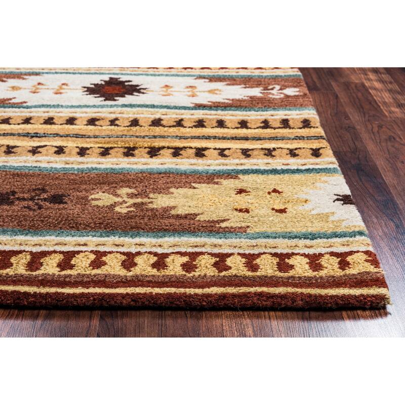 Alora Decor Ryder Rust, Tan, Ivory, and Grey Hand-tufted Wool Rug - 3' x 5' - Brown/Multi