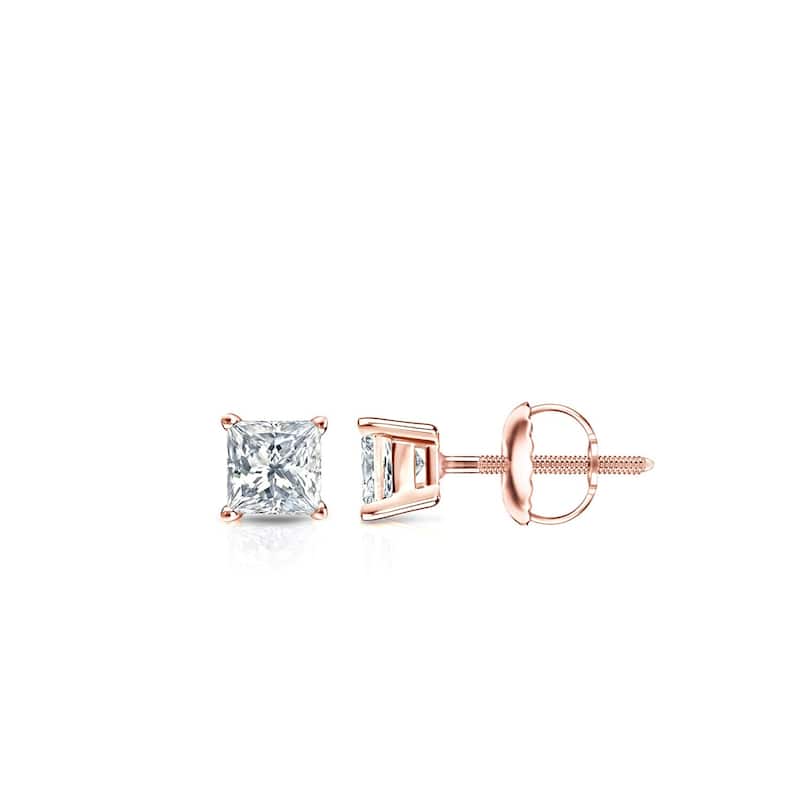 Auriya 1/4ctw Princess-cut Diamond Stud Earrings 14k Gold - Rose