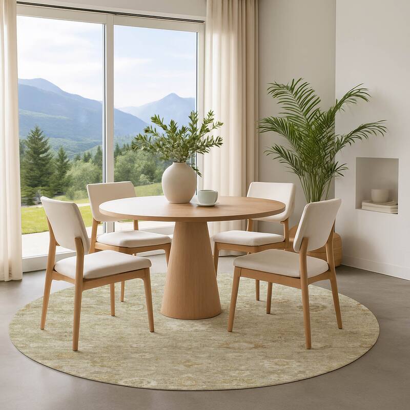 Premium Washable Super Soft Vintage Traditional Mayfield Rug - Beige - 8' x 8'