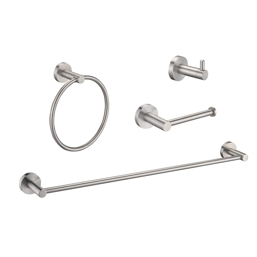 Topcraft Wall Mounted Stainless Steel Bathroom 4-Piece Hardware Accessory Set