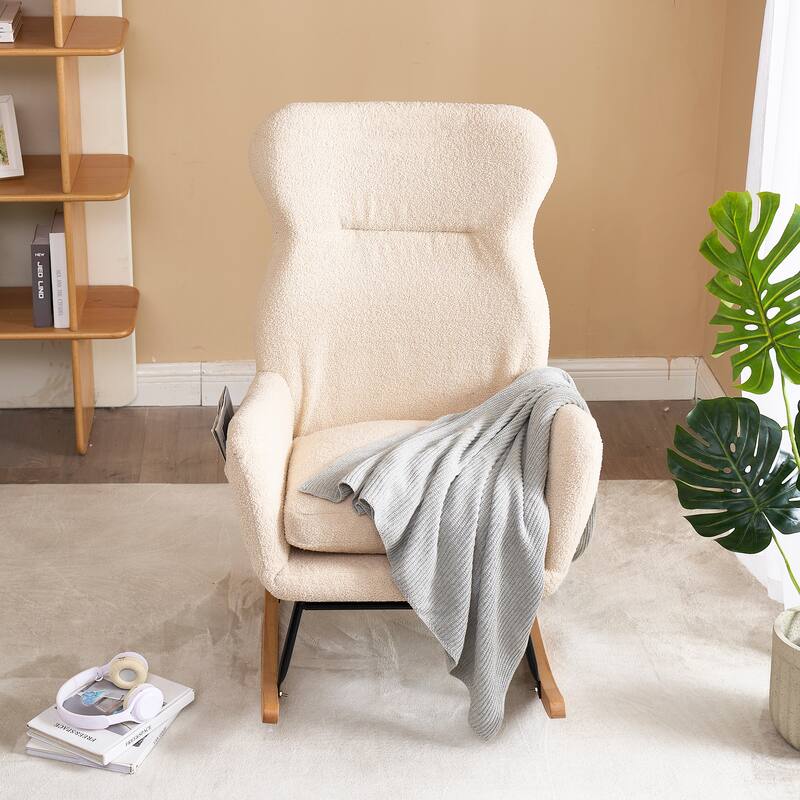 29.1" High Back Rocking Chair with Side Pocket