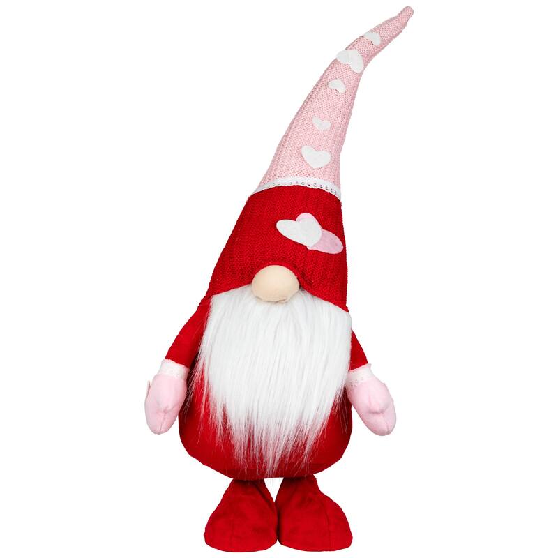 Valentine's Day Gnomes with Knitted Hats - 23" - Pink and Red - Set of 2