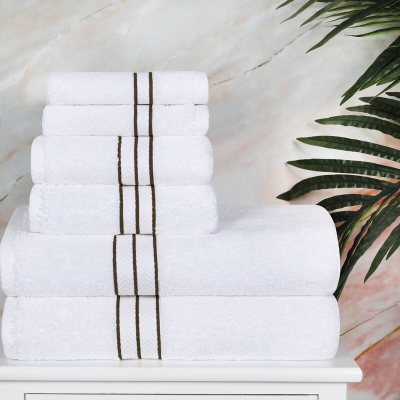 Turkish Cotton 6 Piece Absorbent Heavyweight Towel Set by Superior - Latte