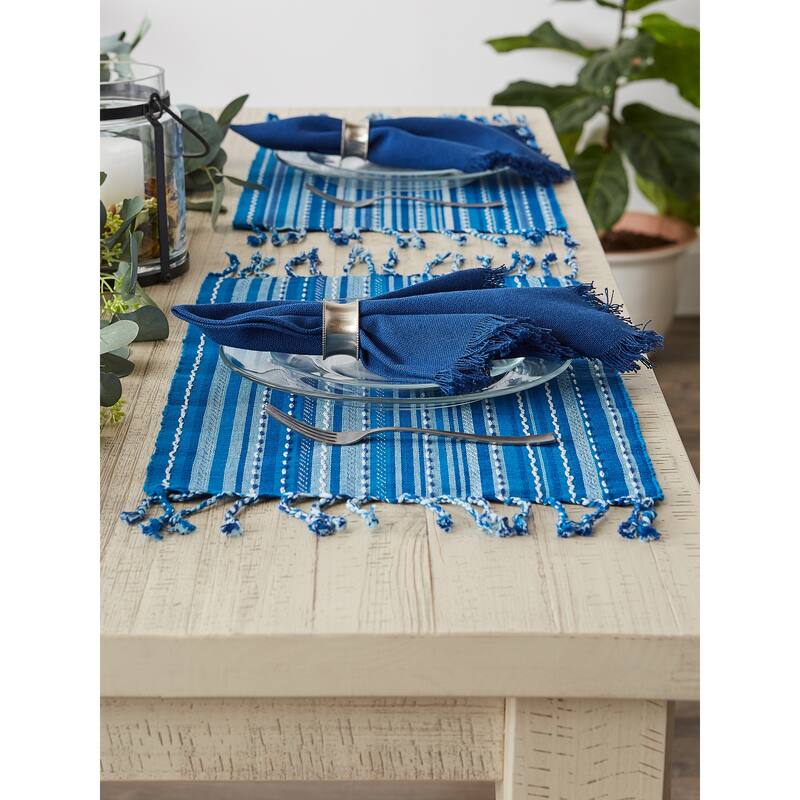 DII Natural Tonal Stripe With Fringe Placemat (Set of 6)
