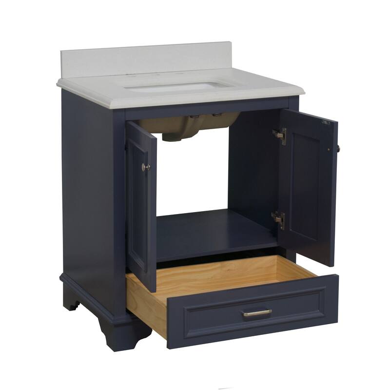 KitchenBathCollection Nantucket 30" Bathroom Vanity with Quartz Top