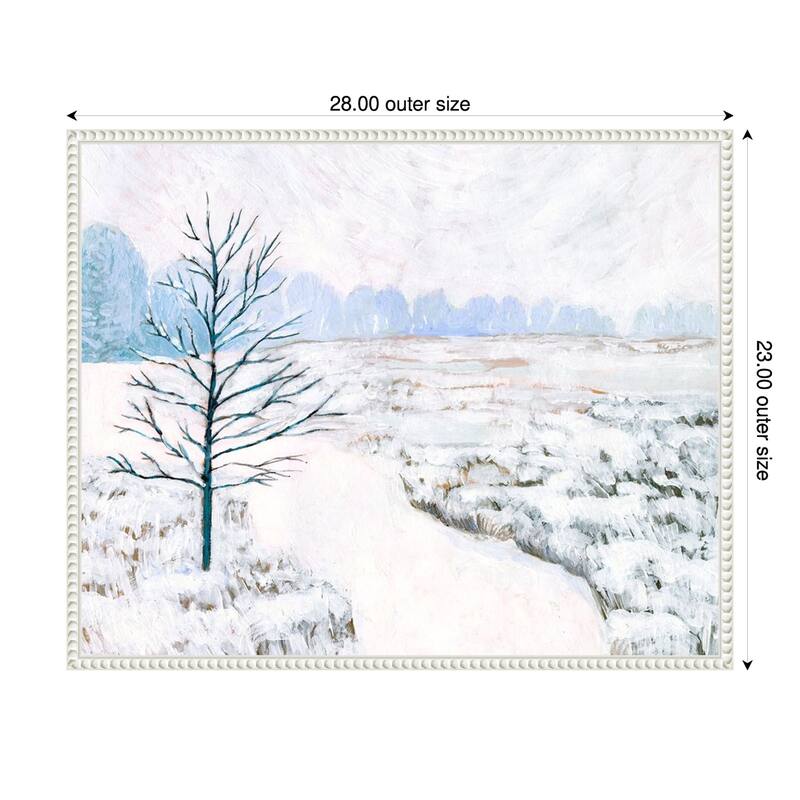 Frozen River Study I by Victoria Borges (28 x 23 in.), Framed Canvas Wall Art Print - Sylvie Beaded White