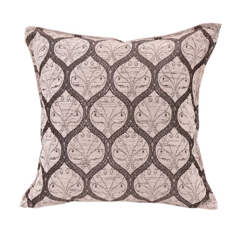Trellis Myrtus Chenille Decorative Contemporary Turkish Pillow - White/Grey